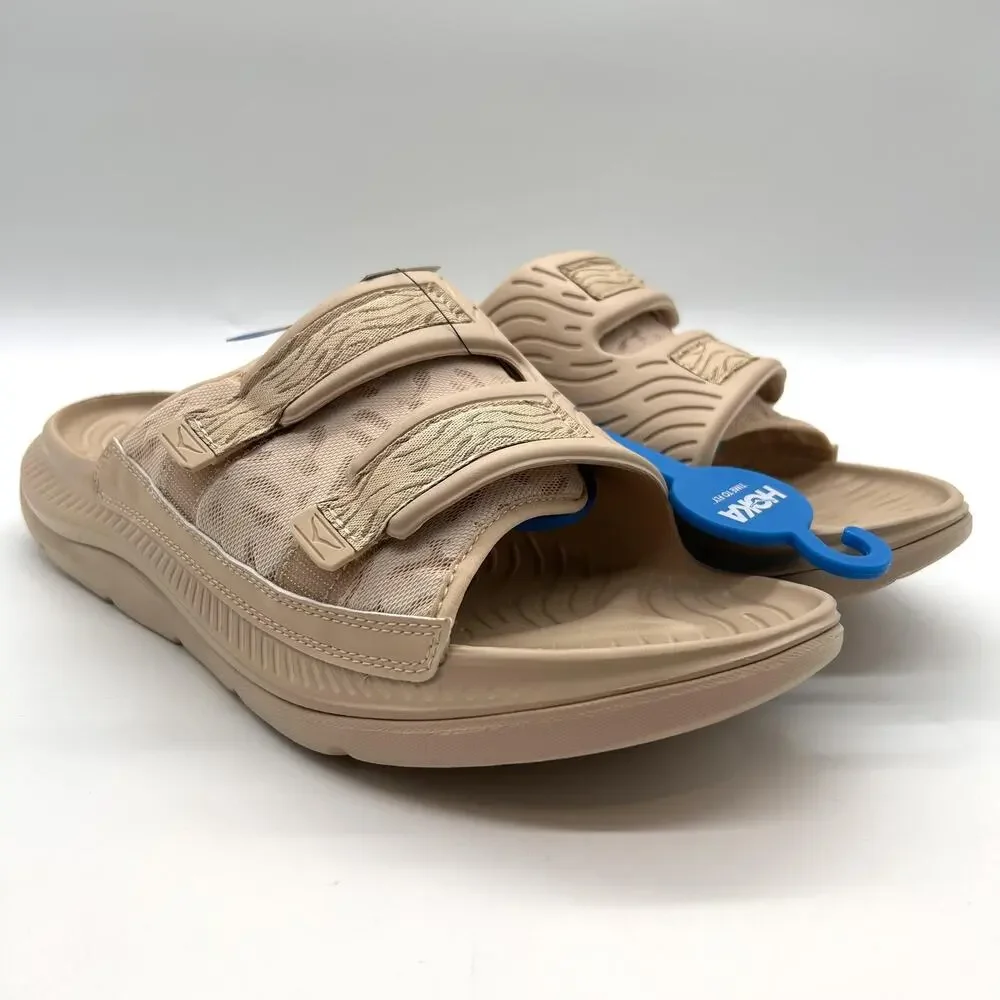 New HOKA Ora Luxe Sandals Mens 14 Shifting Sand Dune Recovery Slides 1134150